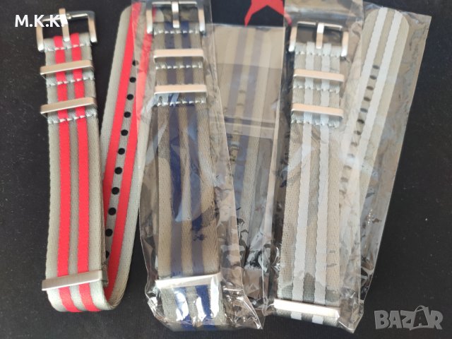 Луксозни каишки NATO 22mm   Каишката  с   червеното  райе е продадена , снимка 3 - Каишки за часовници - 40128977