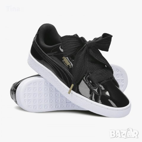 Puma, Лачени спортни обувки Basket Heart, Черен, снимка 2 - Маратонки - 39254131