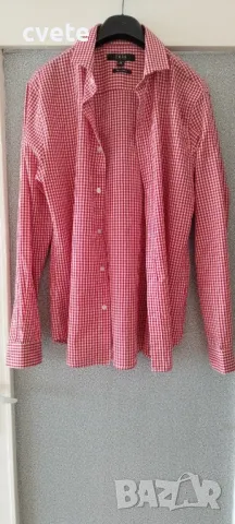 Мъжка риза каре бяло с червено