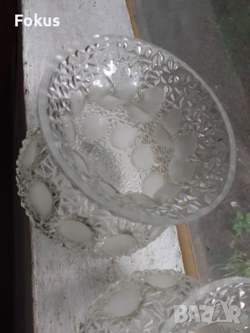 Стари стъкла за абажур полилей плафон лампа 3 бр., снимка 4 - Антикварни и старинни предмети - 40550046