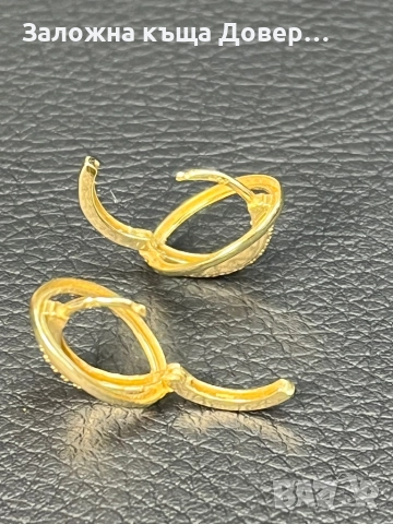 Златни обеци Халки циркон ЧИСТО НОВИ 14 карата 585 zlatni obeci zlaten gold, снимка 10 - Обеци - 52829934