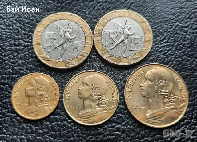 Лот монети 5 , 10 и 20 сантима и 10 франка би метал- Франция /3/ чудесни !, снимка 4 - Нумизматика и бонистика - 49646400