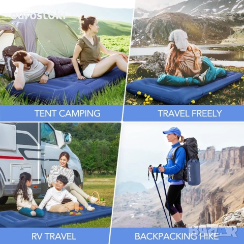 Къмпинг самонадуваем матрак за открито с вградена помпа за крака,  възглавница, чанта за съхранение, снимка 4 - Надуваеми легла - 52860575