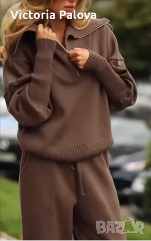 Красив анцуг/ комплект кежуал цвят кафе, снимка 3 - Комплекти - 49730111