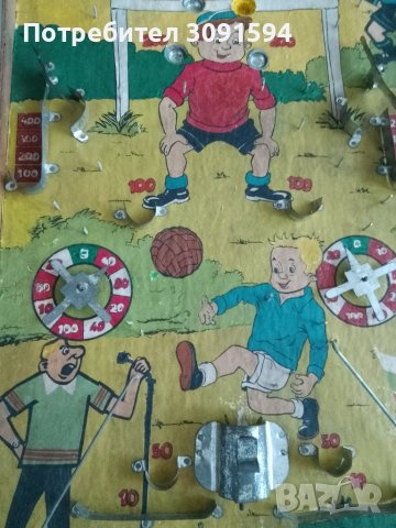 Винтидж дъска за игра на пинбол 63.см(600 мм), футболна ретро дървена игра на пинбол от 1960 г.,  - , снимка 6 - Антикварни и старинни предмети - 41534119