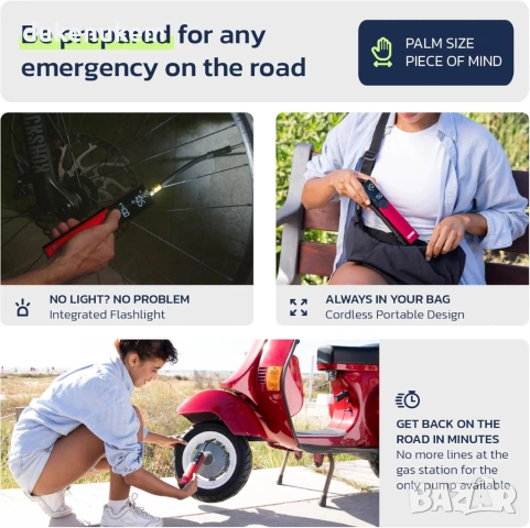 Електрическа помпа за гуми Woowind BP188 150 PSI с авто стоп, LCD дисплей, снимка 6 - Аксесоари за велосипеди - 53230299