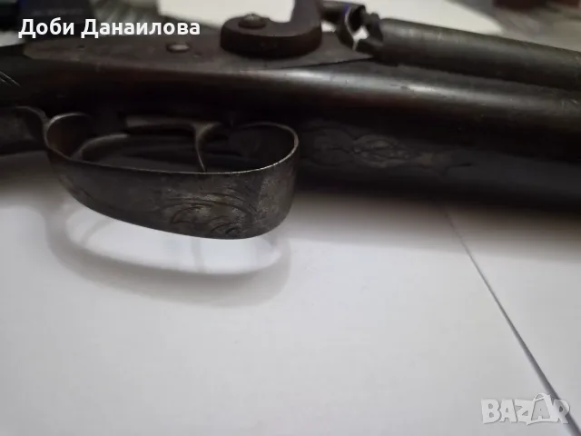 Огромен капсулен пистолет с дамаскови цеви, снимка 6 - Антикварни и старинни предмети - 55769855