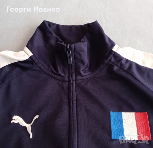 НОВА БЕЗ ЕТИКЕТ FRANCE PUMA Navy Blue Full Zip sweatshirt hoodie top горница топ суичър худи, снимка 3 - Спортни дрехи, екипи - 53595168