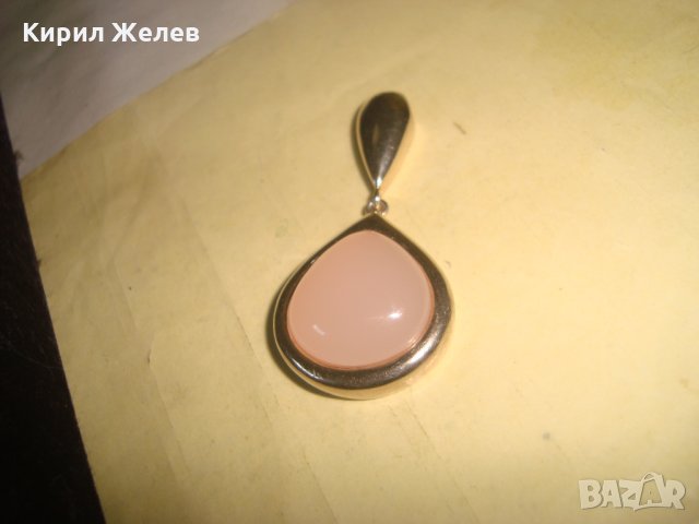 ПОЗЛАТЕН СРЕБЪРЕН АРТ МЕДАЛЬОН СРЕБРО 925 с ЮВЕЛИРНО ШЛИФОВАН РОЗОВ ОПАЛ 25164, снимка 15 - Колиета, медальони, синджири - 35926870