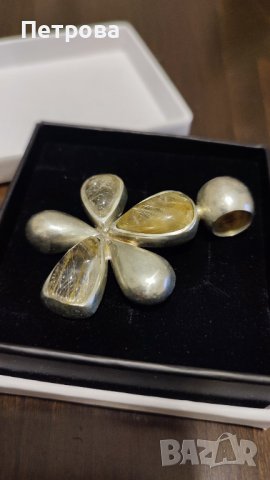 Екстравагантен медальон с естествен камък , снимка 2 - Колиета, медальони, синджири - 42238093