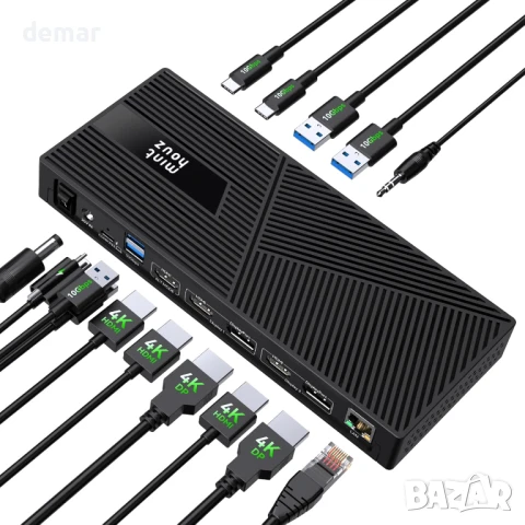 Докинг станция Minthouz DisplayLink за 3x4K/60HZ монитора 160W, 14 в 1