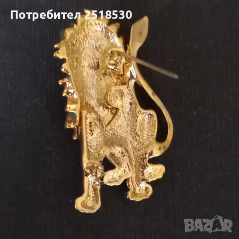Позлатен лъв-винтидж брошка, снимка 6 - Други - 49343356