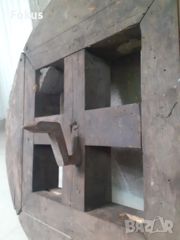 Уникат - Старо масивно дървено колело маховик примитив, снимка 2 - Антикварни и старинни предмети - 53327175