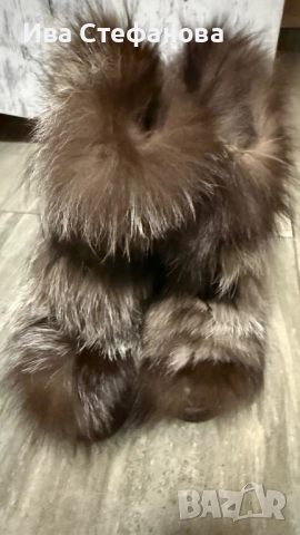 Разкошни боти ботуши  естествена кожа естествен богат косъм от северна лисица  номер 39, снимка 4 - Дамски ботуши - 52818577