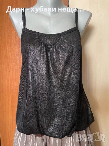 Еластичен топ в черно и сребристо🍀❤️S,M, L❤️🍀арт.368