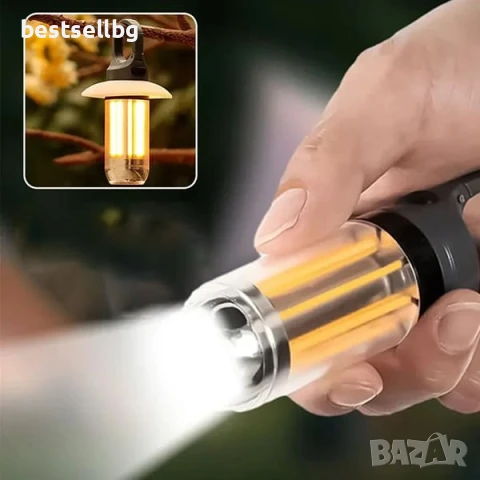 Мощна къмпинг лампа осветление за палатка риболов туризъм аварии автомобил LED фенер USB зареждане, снимка 4 - Къмпинг осветление - 51204316