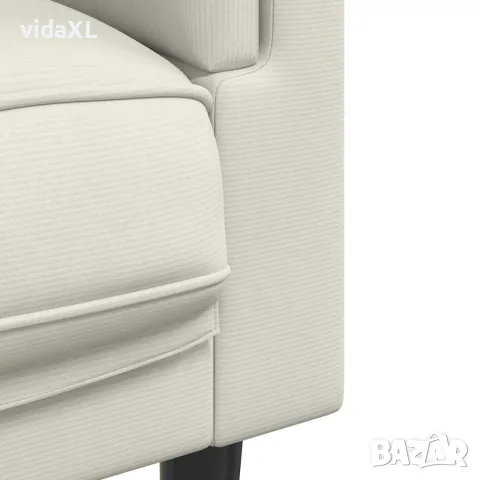 vidaXL Диван с възглавници, 3-местен, кремав, кадифе, снимка 7 - Дивани и мека мебел - 56147461