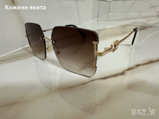 Слънчеви очила с кафеви стъкла и златни метални рамки, снимка 2 - Слънчеви и диоптрични очила - 44734871