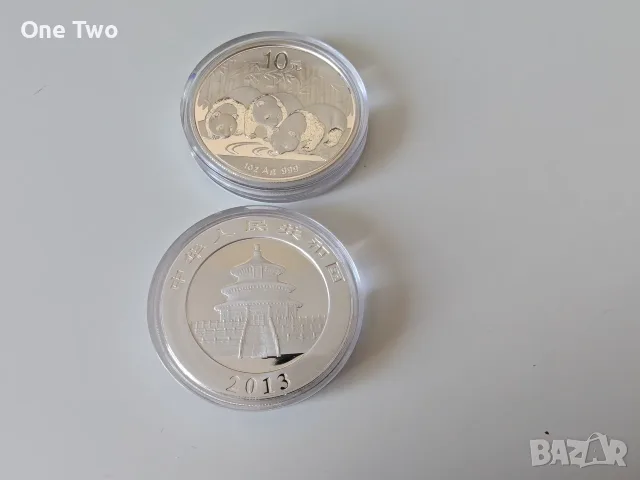 Сребърна монета, 1 oz Китайска панда 2013, 99.9% сребро, снимка 3 - Нумизматика и бонистика - 56208315