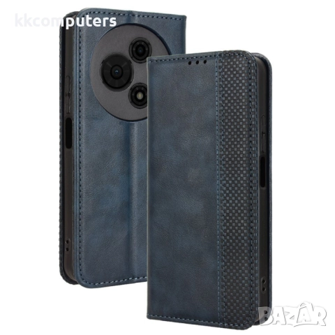 Кожен калъф и Протектор за TCL 60 SE / TCL 605 4G| Ретро кожен дизайн | Магнитно затваряне | Черен, , снимка 3 - Калъфи, кейсове - 52051030