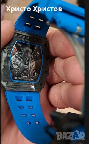 Мъжки луксозен часовник Richard Mille RM 53-01 Blue Rubber Strap Super High Quality , снимка 7 - Мъжки - 41568105