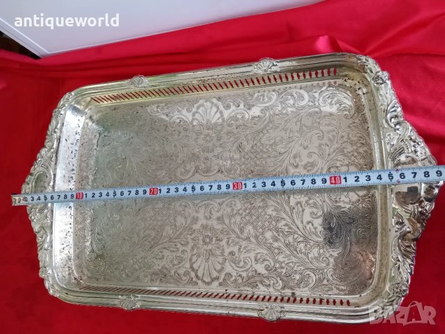 Голям Стар ПОСРЕБРЕН Английски Поднос , Табла, снимка 6 - Антикварни и старинни предмети - 47965312