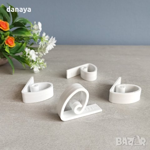 3779 Бели щипки за покривка за маса, 4 броя в комплект, снимка 3 - Други стоки за дома - 41202603