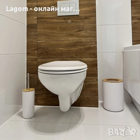 Комплект аксесоари за баня Ruhhy 24635 – 6 елемента с бамбукови детайли, бял цвят, снимка 8 - Органайзери - 52549605