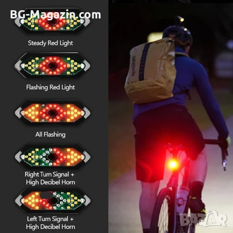 Мигачи задни светлини за колело LED стоп водоустойчив ярки за велосипед със звънец аларма USB мощен, снимка 7 - Аксесоари за велосипеди - 50963161