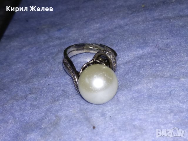 СКЪПОЦЕНЕН БЕЛ ЕПОК СТИЛ СРЕБЪРЕН ПРЪСТЕН РОДИРАНО СРЕБРО 925 с ОГРОМЕН БИСЕР и ЦИРКОНЧЕТА 26838, снимка 14 - Пръстени - 40574721