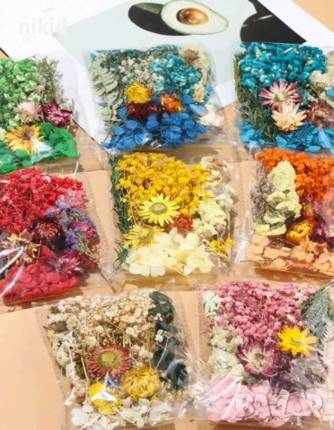 Микс сухи цветя гипсофил гипсофила в кутия за декорация натурални сапун свещи свещ смола аранжиране