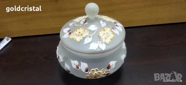 кристална купа ръчно рисувана, снимка 7 - Антикварни и старинни предмети - 48562196