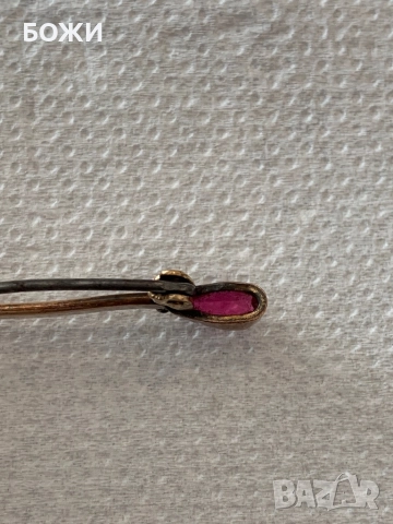  антична златна брошка с рубин, снимка 4 - Антикварни и старинни предмети - 51865168