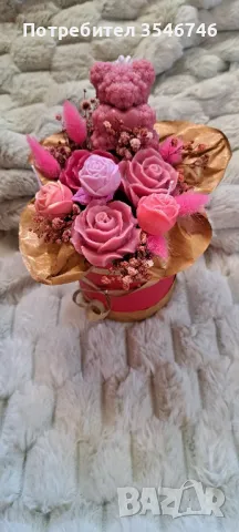 красиви свещници от керамичен гипс и свещи от соев восък. , снимка 12 - Декорация за дома - 49324860