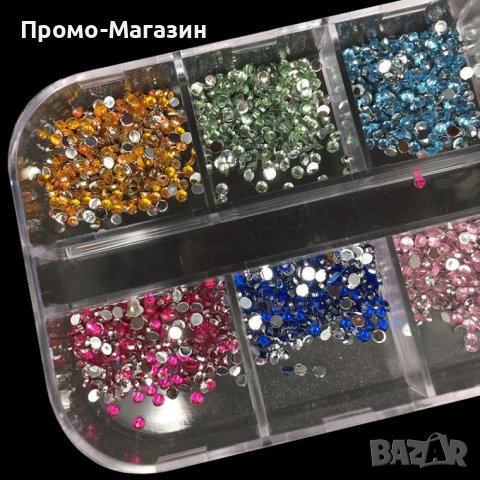 Разноцветни камъчета в кутия за маникюр., снимка 3 - Продукти за маникюр - 39469998