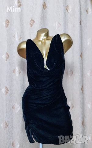 ASOS S Черна къса рокля с гол гръб , снимка 4 - Рокли - 44579995