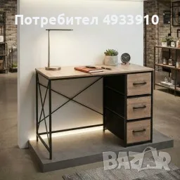 ️ Индустриално бюро с 3 текстилни чекмеджета