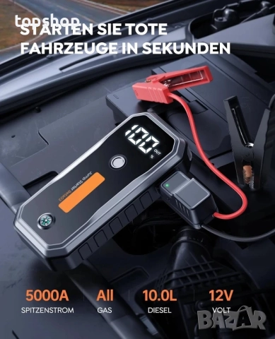 ЧИСТО НОВ джъмп стартер FLYLINKTECH BD10 - 6000A / 26800mAh Преносим стартер за кола с двойно USB..., снимка 5 - Аксесоари и консумативи - 51597996