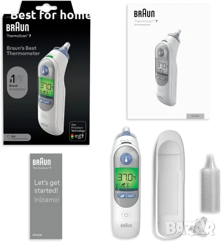 Термометър Braun Thermoscan 7 IRT6520 + бонус 40 филтъра за обектив ThermoScan, снимка 9 - Термометри, влагомери, хигрометри и барометри - 55861253