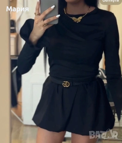 Рокля балон - бял и черен цвят, снимка 3 - Рокли - 53133888