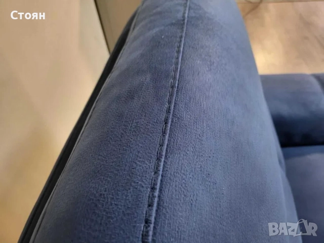 Син фотьойл от плат с електрически релаксиращ механизъм, снимка 7 - Дивани и мека мебел - 51955891
