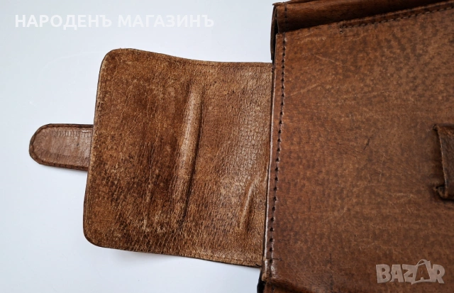 Българска винтидж ретро дамска чанта ръчна естествена дебела кожа соц, снимка 8 - Други ценни предмети - 53385458