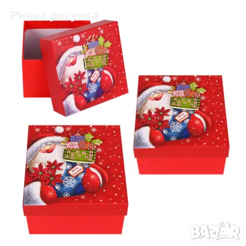 Коледна подаръчна кутия 3 в 1 /квадрат/, снимка 1 - Декорация за дома - 42634919