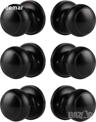 Probrico 6 броя черни вътрешни дръжки за врати, едностранни, без резе