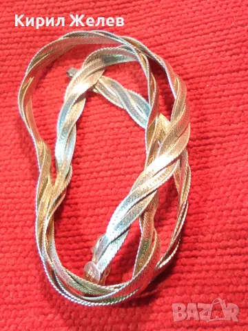 НЕЖНО ЛЕНТОВИДНО СРЕБЪРНО КОЛИЕ СРЕБРО 925 MADE in ITALY с БЯЛА ПОЗЛАТА - ЧАСТ от КОМПЛЕКТ 50139, снимка 13 - Колиета, медальони, синджири - 49378590