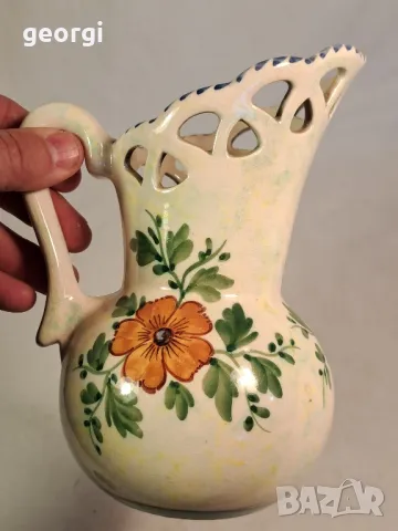 холандска ажурна керамична ваза кана уникат 22/6, снимка 4 - Вази - 49251899