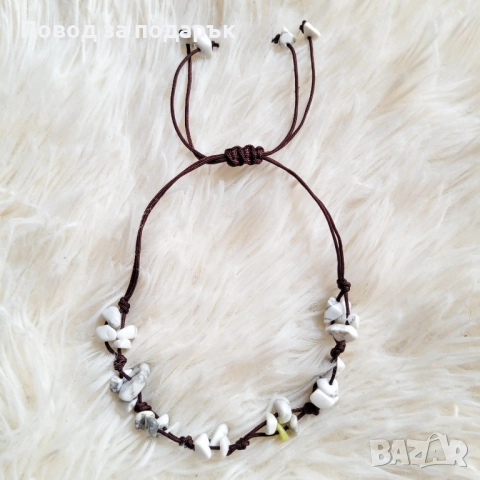 Регулируема гривна с бял тюркоаз, снимка 3 - Гривни - 52471919