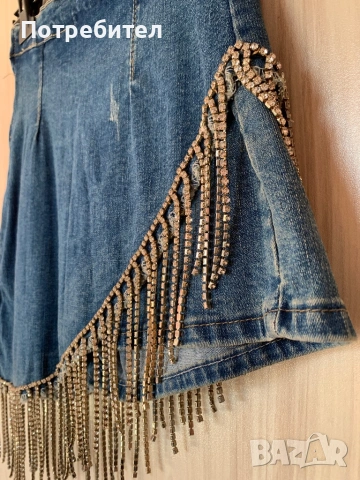 Пола-панталон с ресни от камъни, снимка 2 - Поли - 53744006