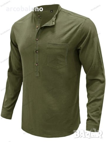 Мъжка едноцветна риза с дълъг ръкав Defender Performance Henley, 6цвята - 023, снимка 3 - Ризи - 40889959