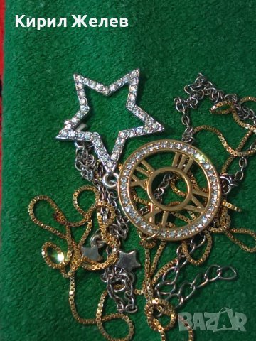 ДВА НЕЖНИ АРТ МЕДАЛЬОНА СРЕБРИСТ и с ПОЗЛАТА и ФАСЕТИРАНИ КРИСТАЛИ 31345, снимка 4 - Колиета, медальони, синджири - 38035093